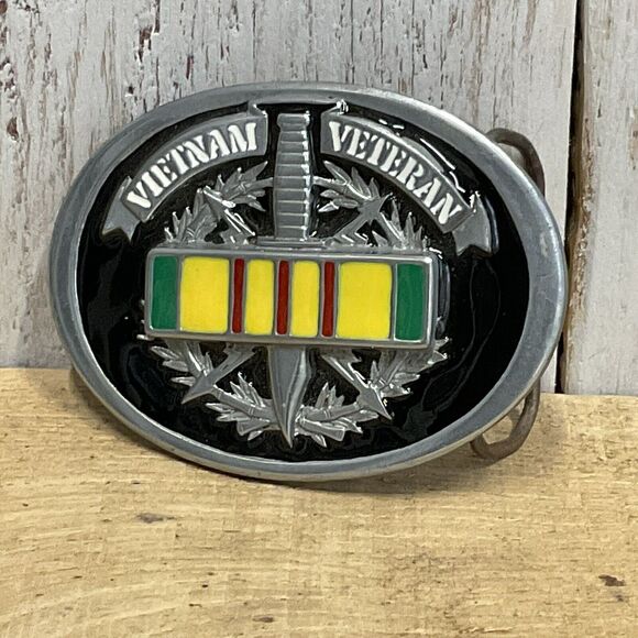 Vietnam Veteran Belt Buckle 1996 Great American Buckle Mens Patriotic Military - Picture 1 of 6